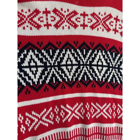 Vintage GAP Fair Isle Nordic Sweater Red Black Cream 90s Y2K hoilday large - Picture 9 of 11